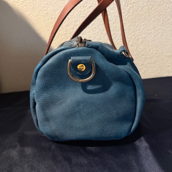 Grommets Leather Craft Mini Duffle Lot Of 2 Grape & Cobalt Leather - Picture 3 of 16